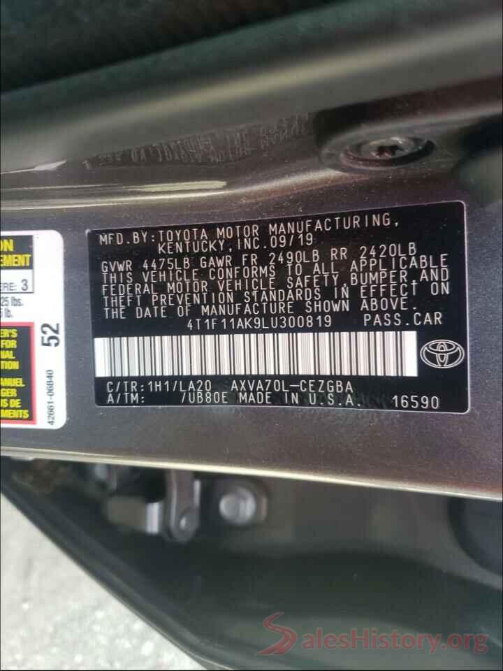 4T1F11AK9LU300819 2020 TOYOTA CAMRY