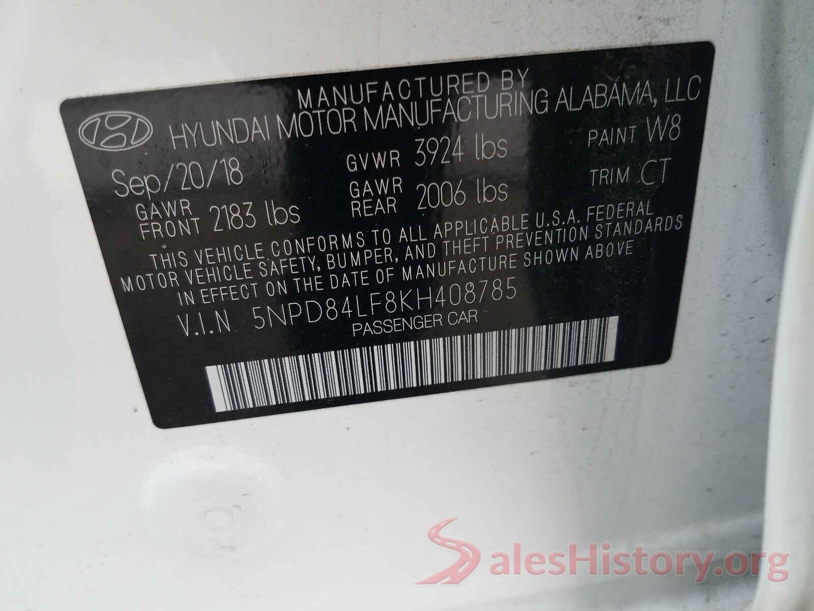 5NPD84LF8KH408785 2019 HYUNDAI ELANTRA