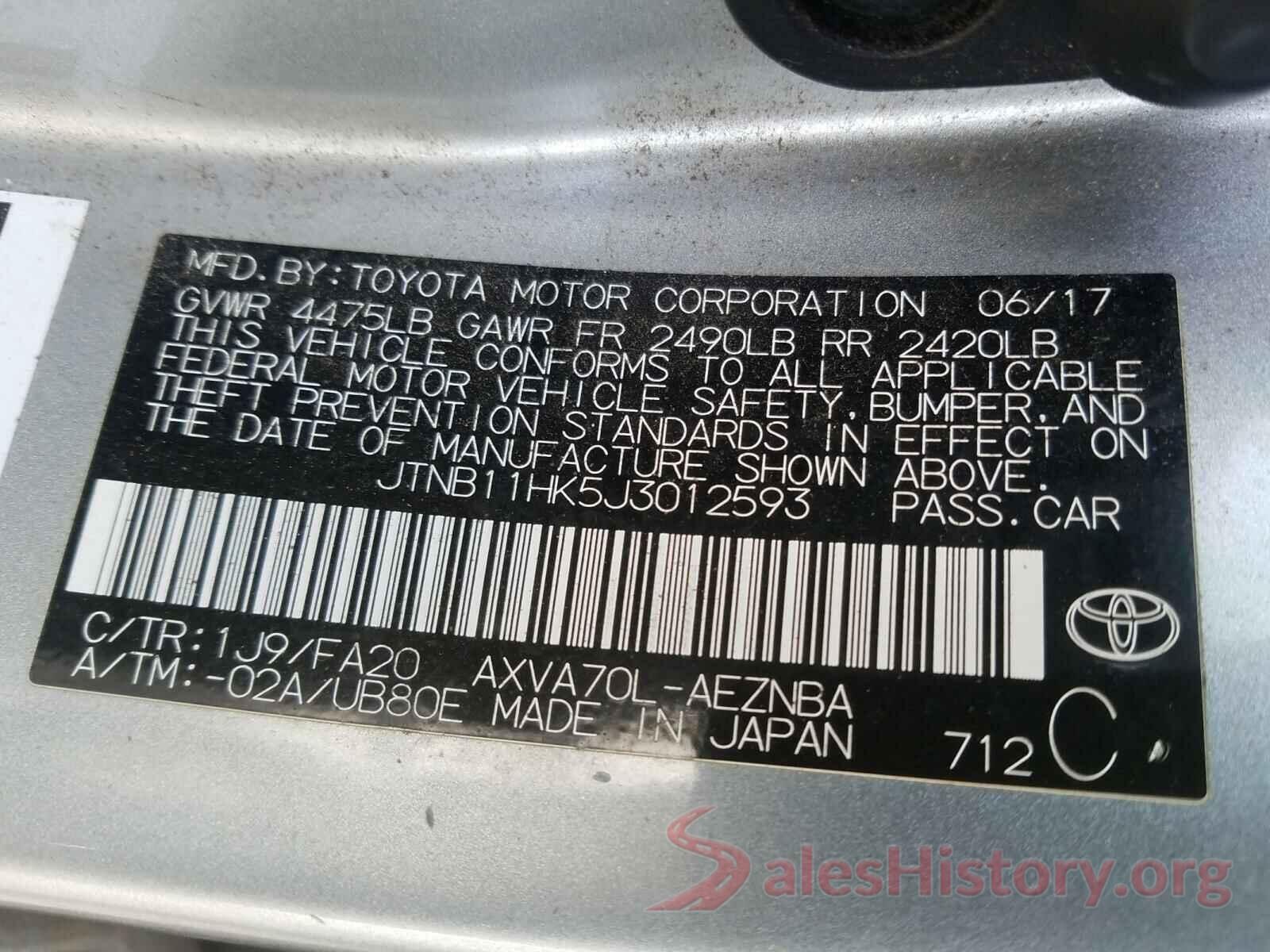 JTNB11HK5J3012593 2018 TOYOTA CAMRY