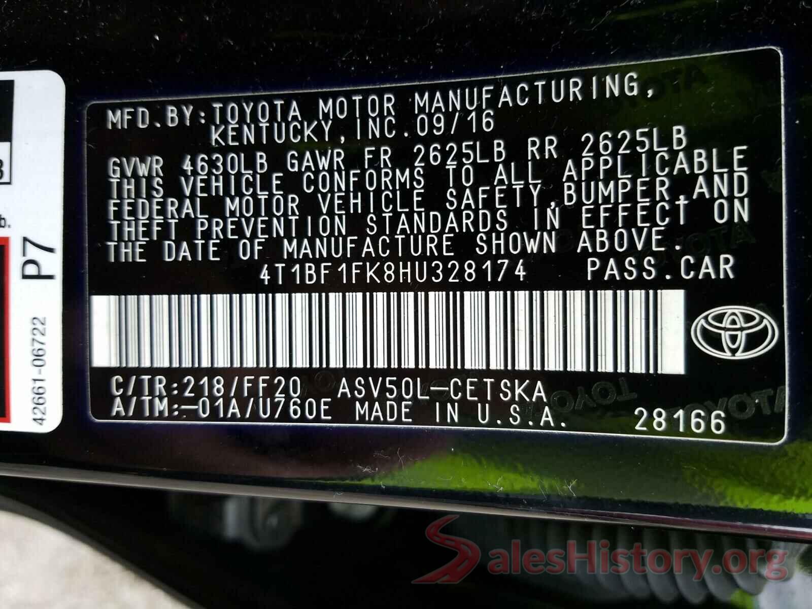 4T1BF1FK8HU328174 2017 TOYOTA CAMRY