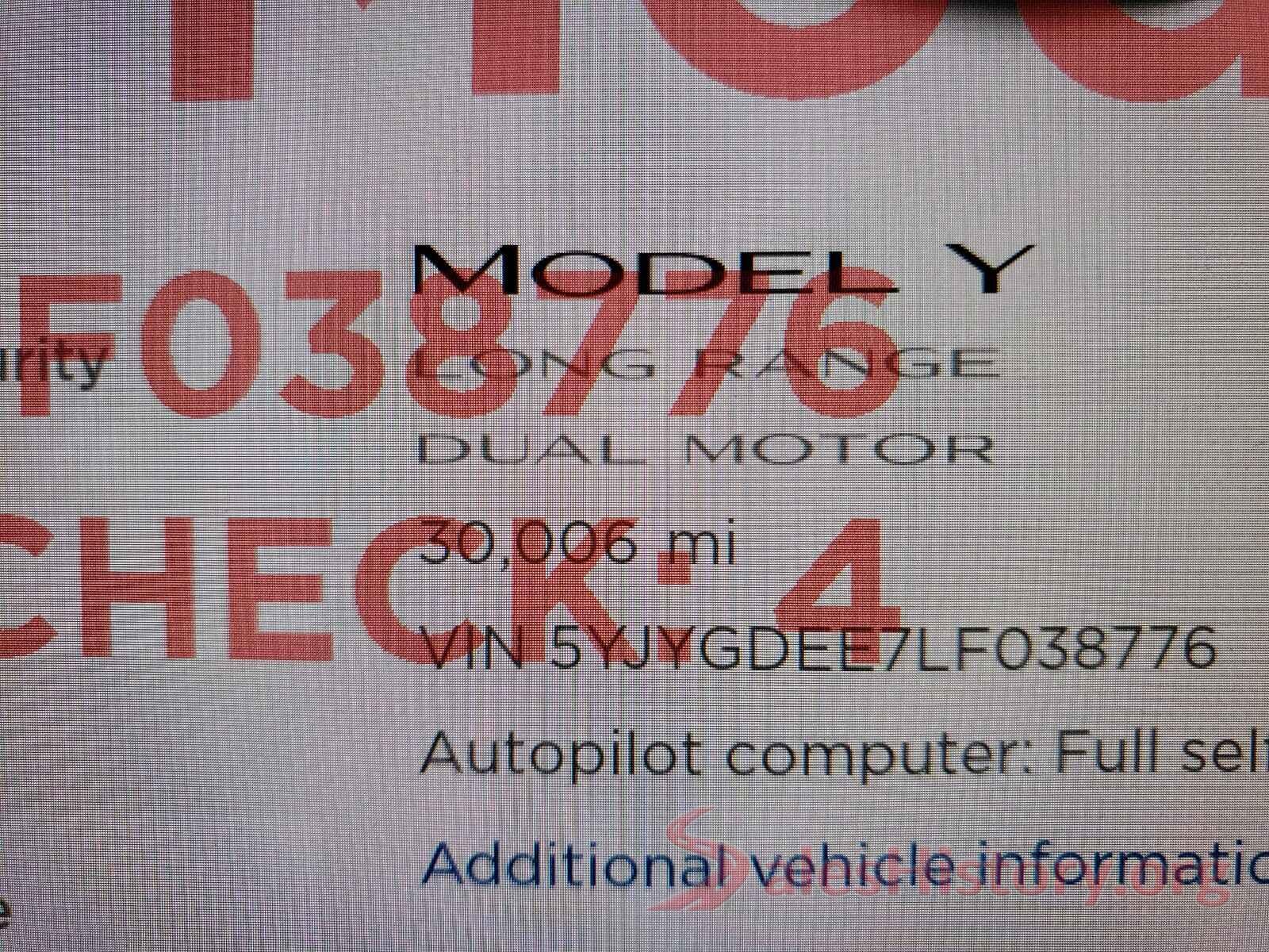 5YJYGDEE7LF038776 2020 TESLA MODEL Y