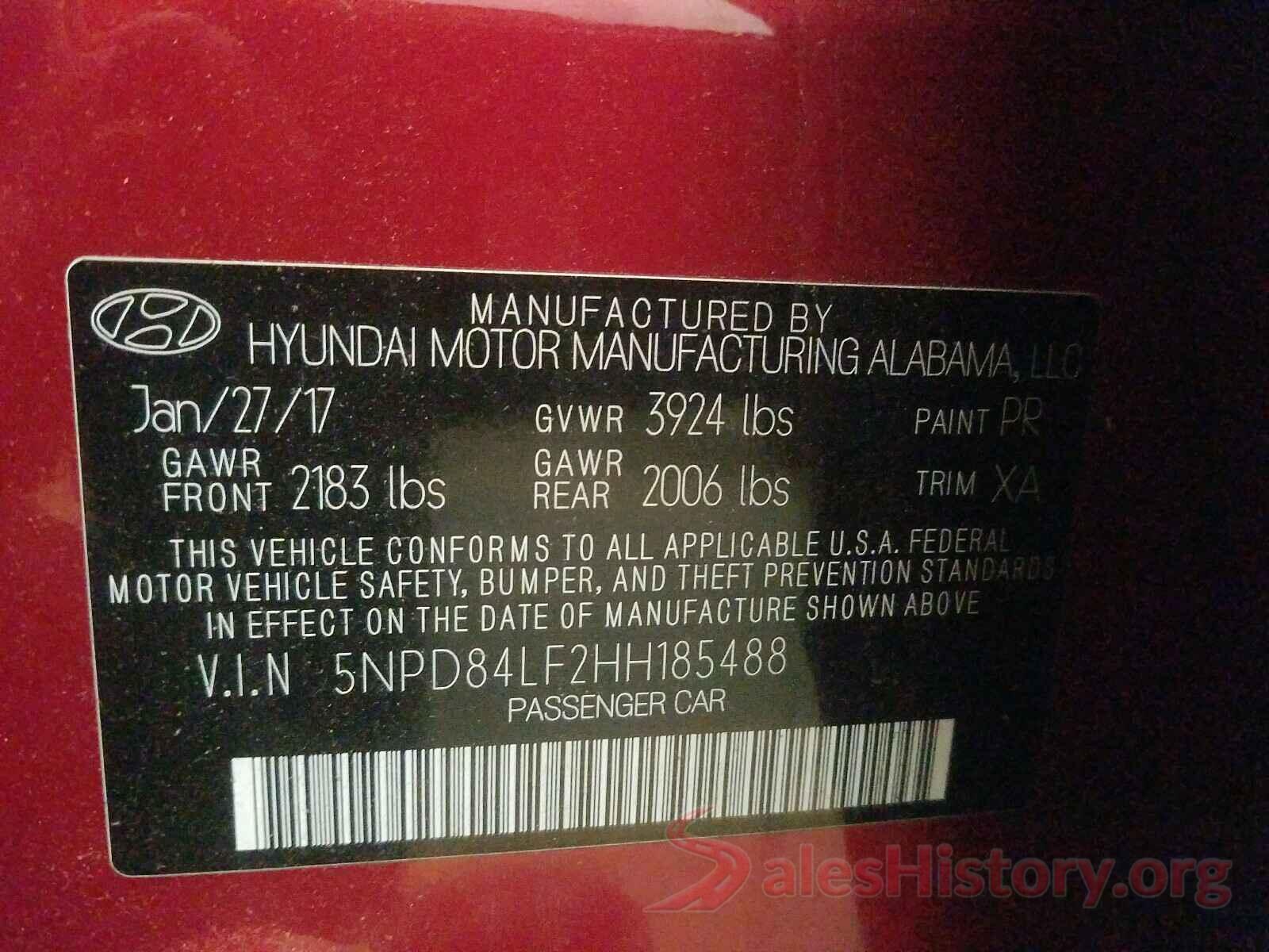 5NPD84LF2HH185488 2017 HYUNDAI ELANTRA