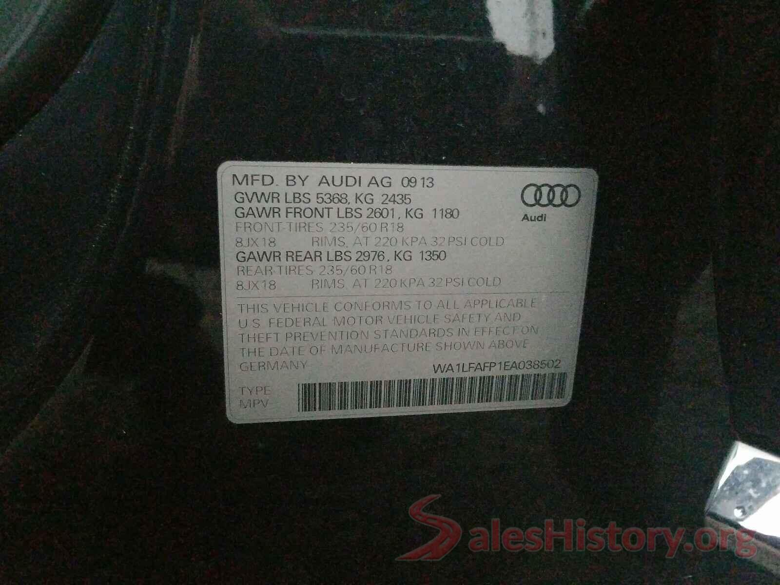 WA1LFAFP1EA038502 2014 AUDI Q5