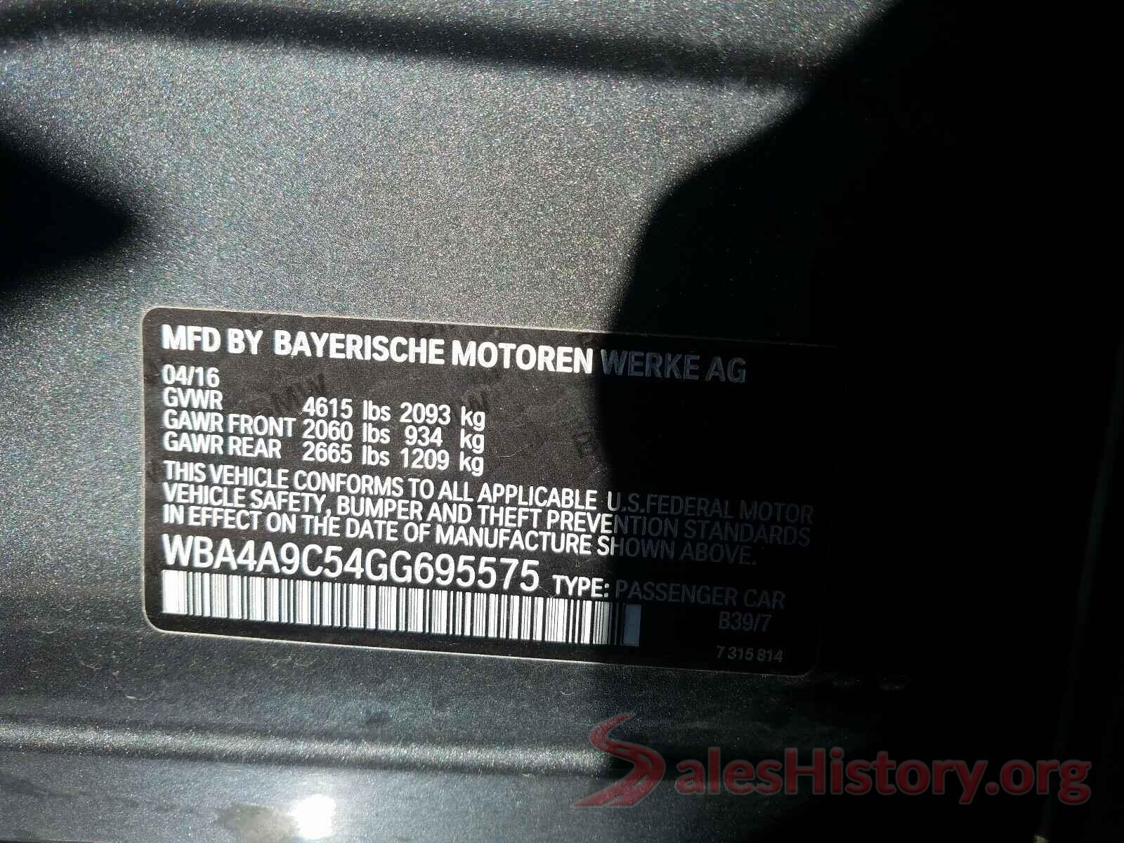 WBA4A9C54GG695575 2016 BMW 4 SERIES