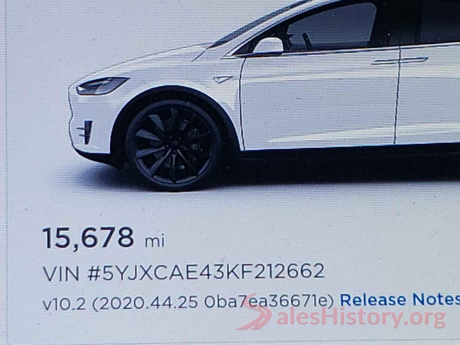 5YJXCAE43KF212662 2019 TESLA MODEL X