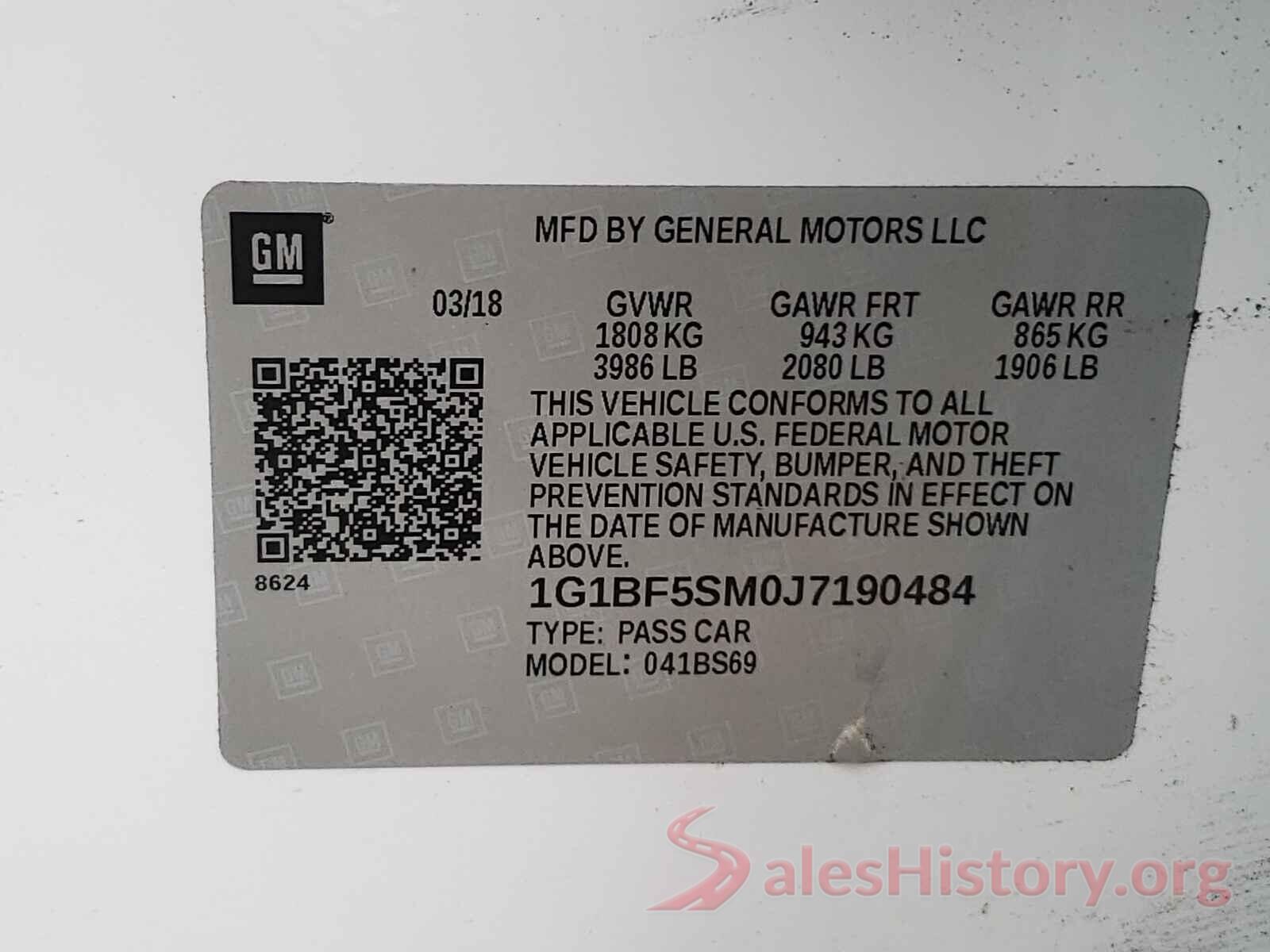 1G1BF5SM0J7190484 2018 CHEVROLET CRUZE