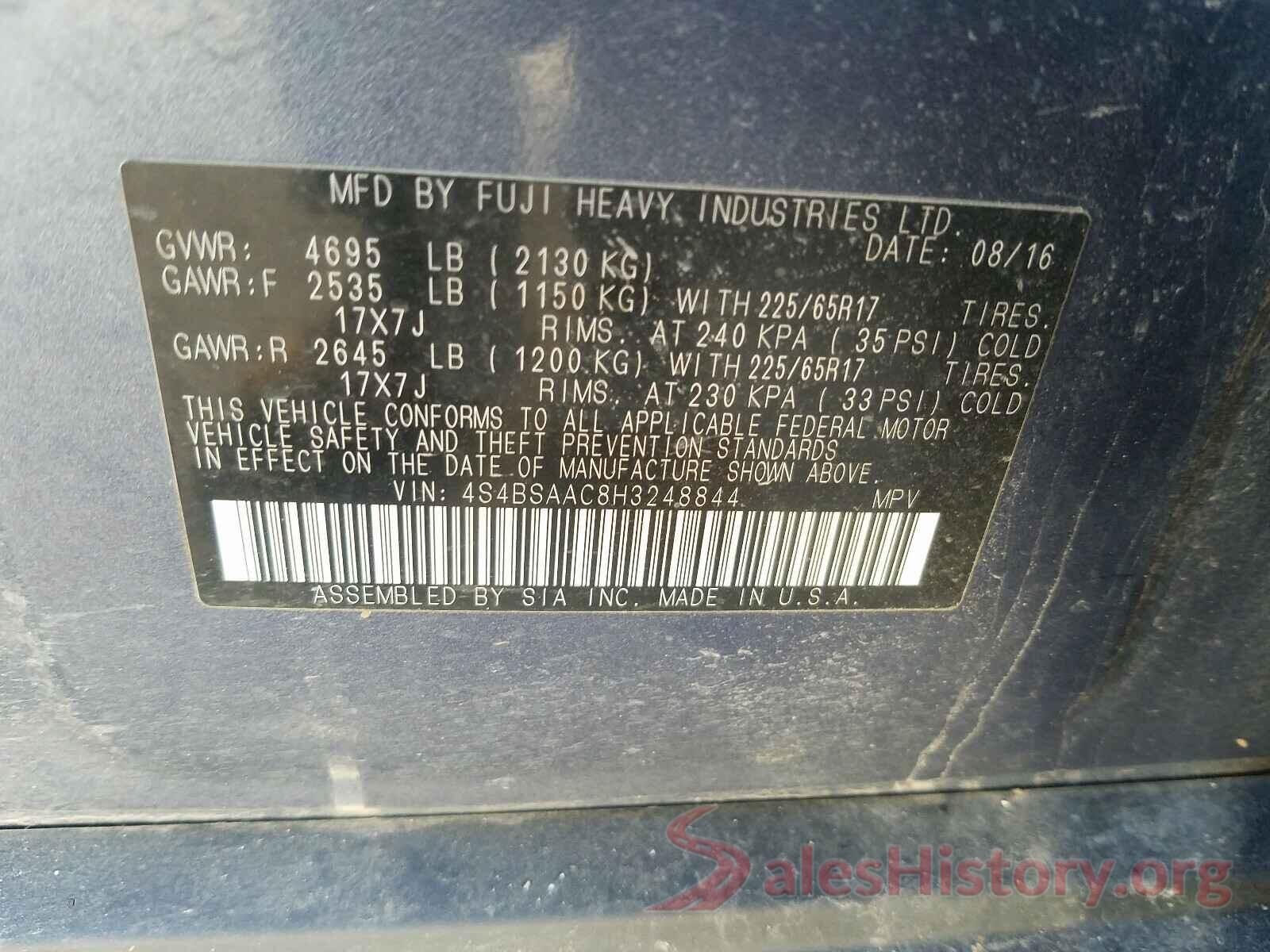 4S4BSAAC8H3248844 2017 SUBARU OUTBACK