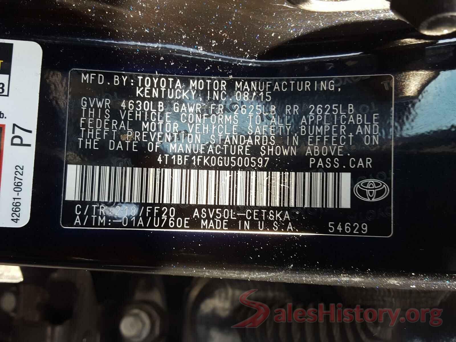 4T1BF1FK0GU500597 2016 TOYOTA CAMRY