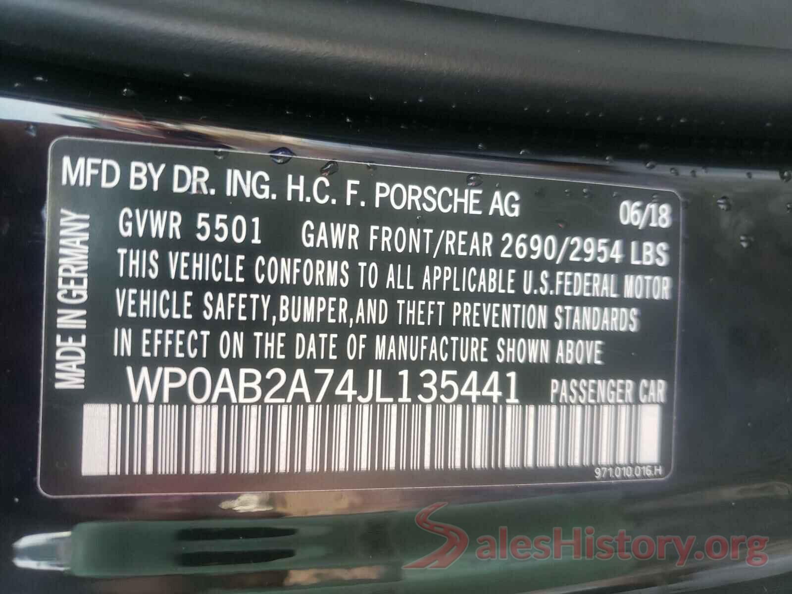 WP0AB2A74JL135441 2018 PORSCHE PANAMERA