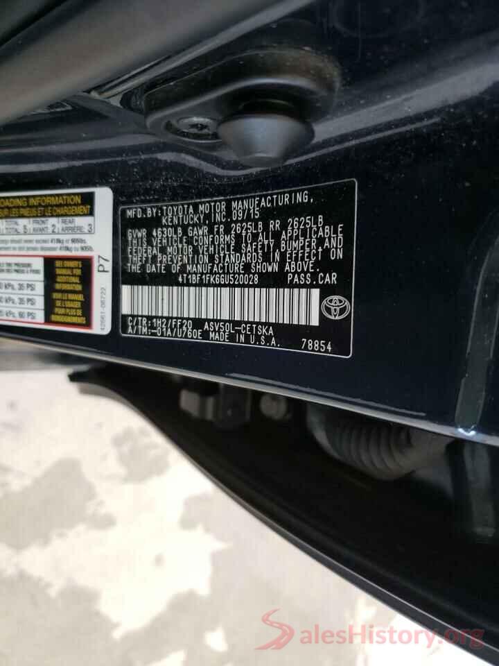 4T1BF1FK6GU520028 2016 TOYOTA CAMRY