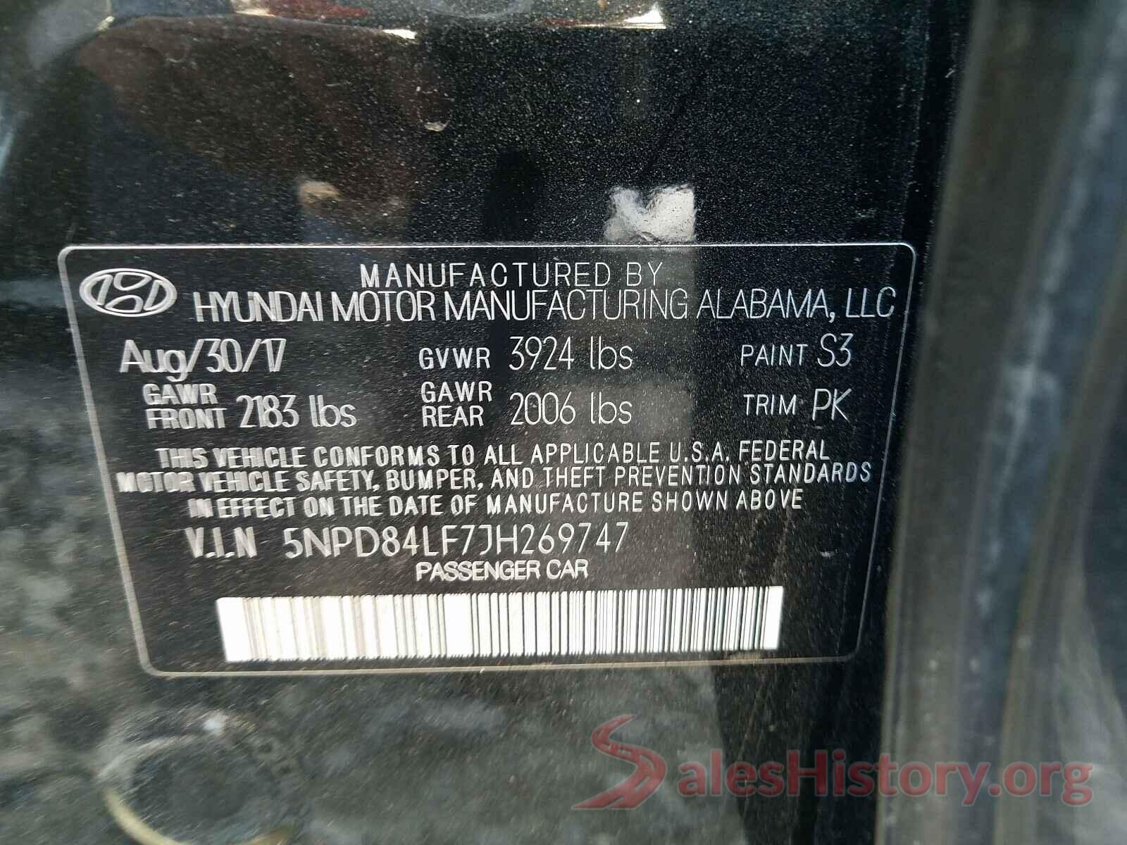 5NPD84LF7JH269747 2018 HYUNDAI ELANTRA