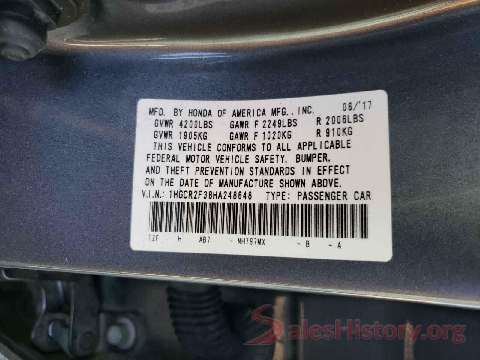 1HGCR2F38HA248648 2017 HONDA ACCORD