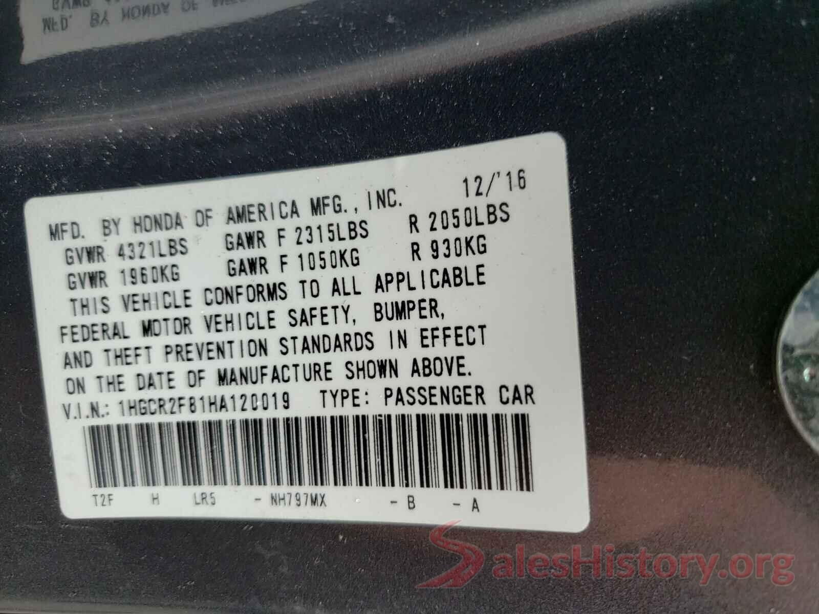 1HGCR2F81HA120019 2017 HONDA ACCORD