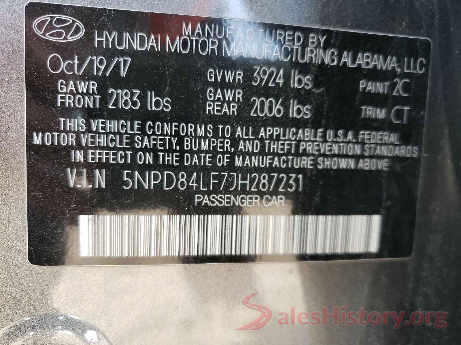 5NPD84LF7JH287231 2018 HYUNDAI ELANTRA