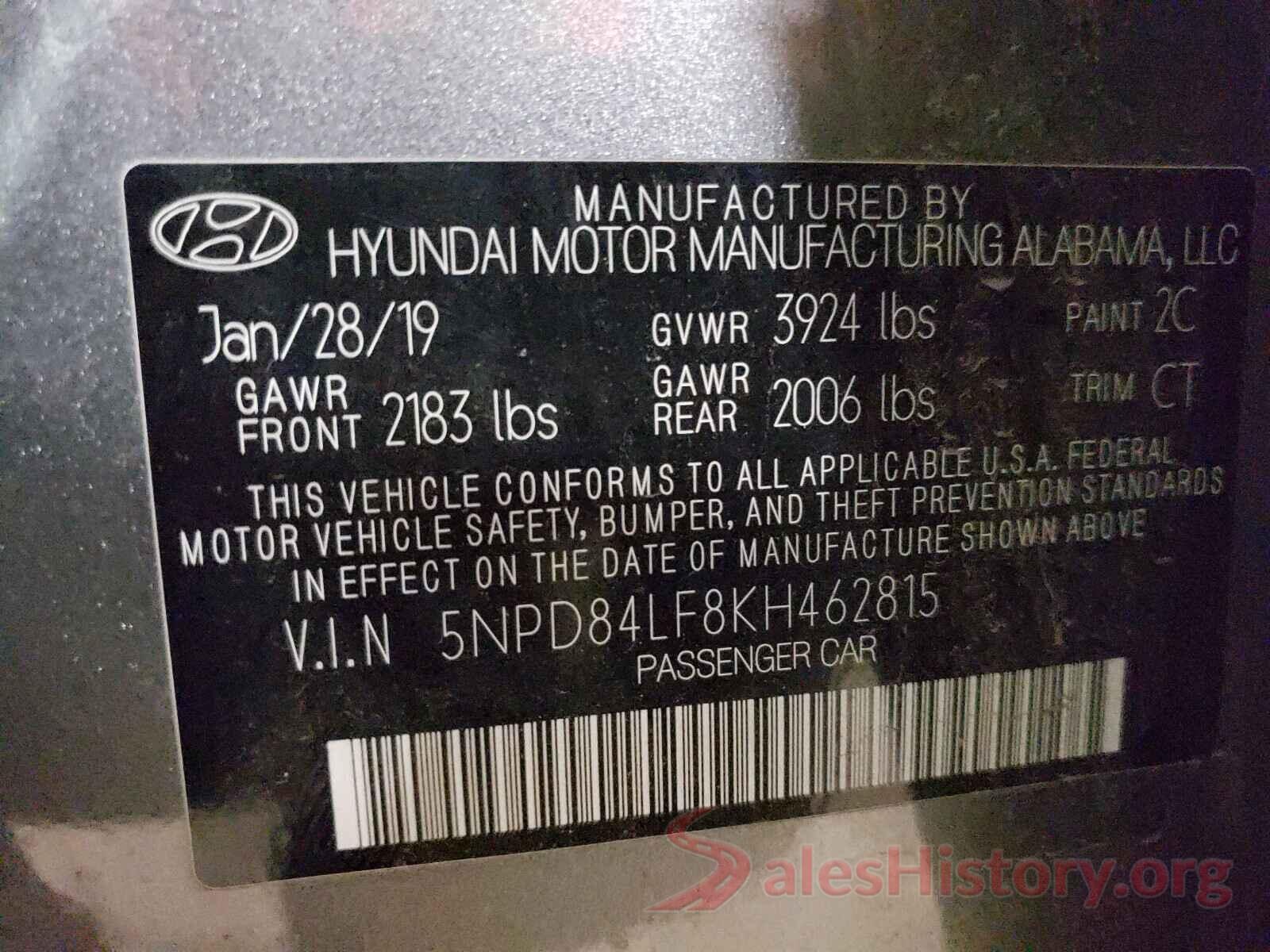 5NPD84LF8KH462815 2019 HYUNDAI ELANTRA