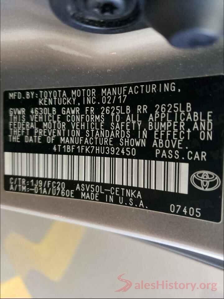 4T1BF1FK7HU392450 2017 TOYOTA CAMRY