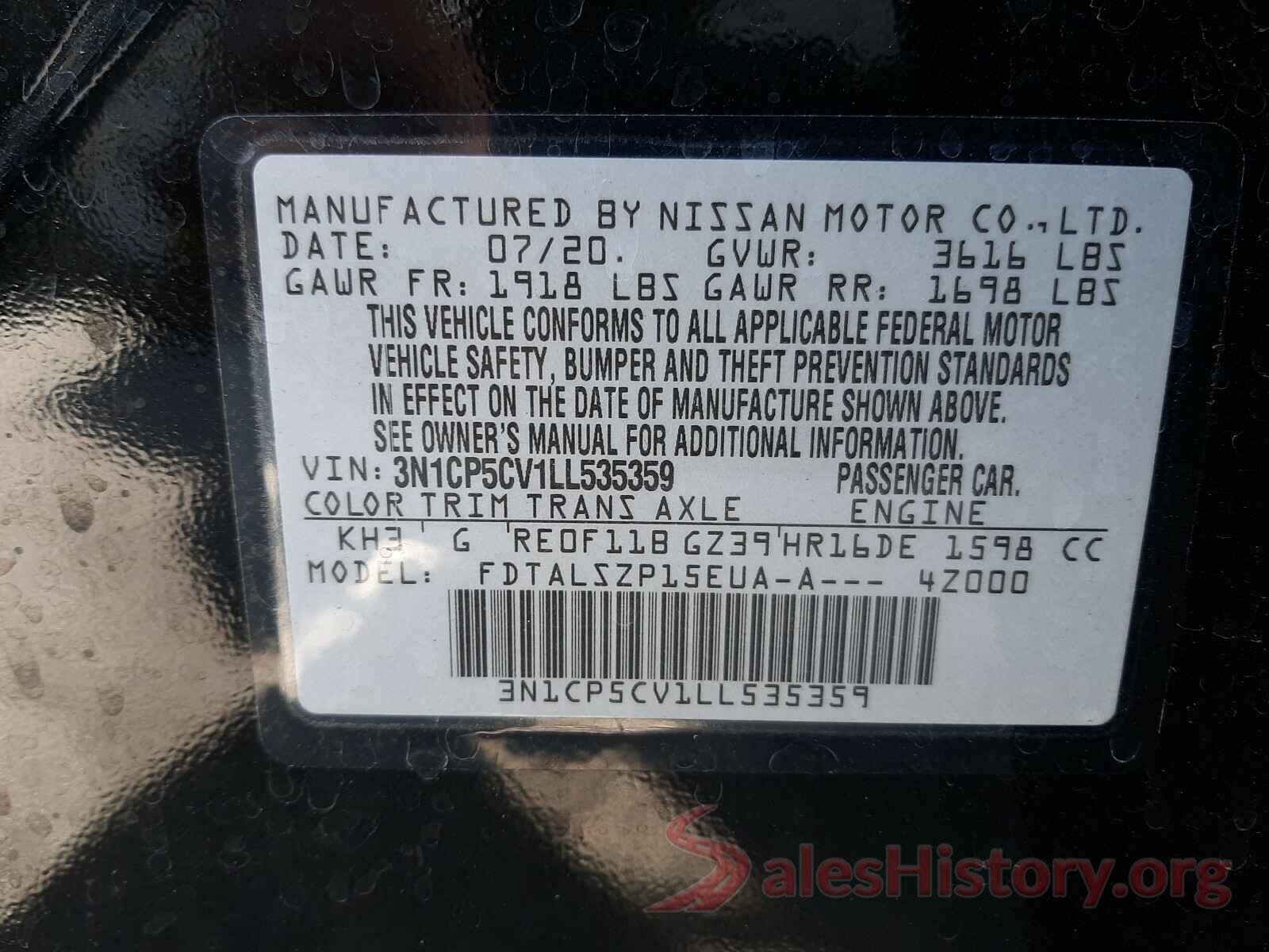 3N1CP5CV1LL535359 2020 NISSAN KICKS