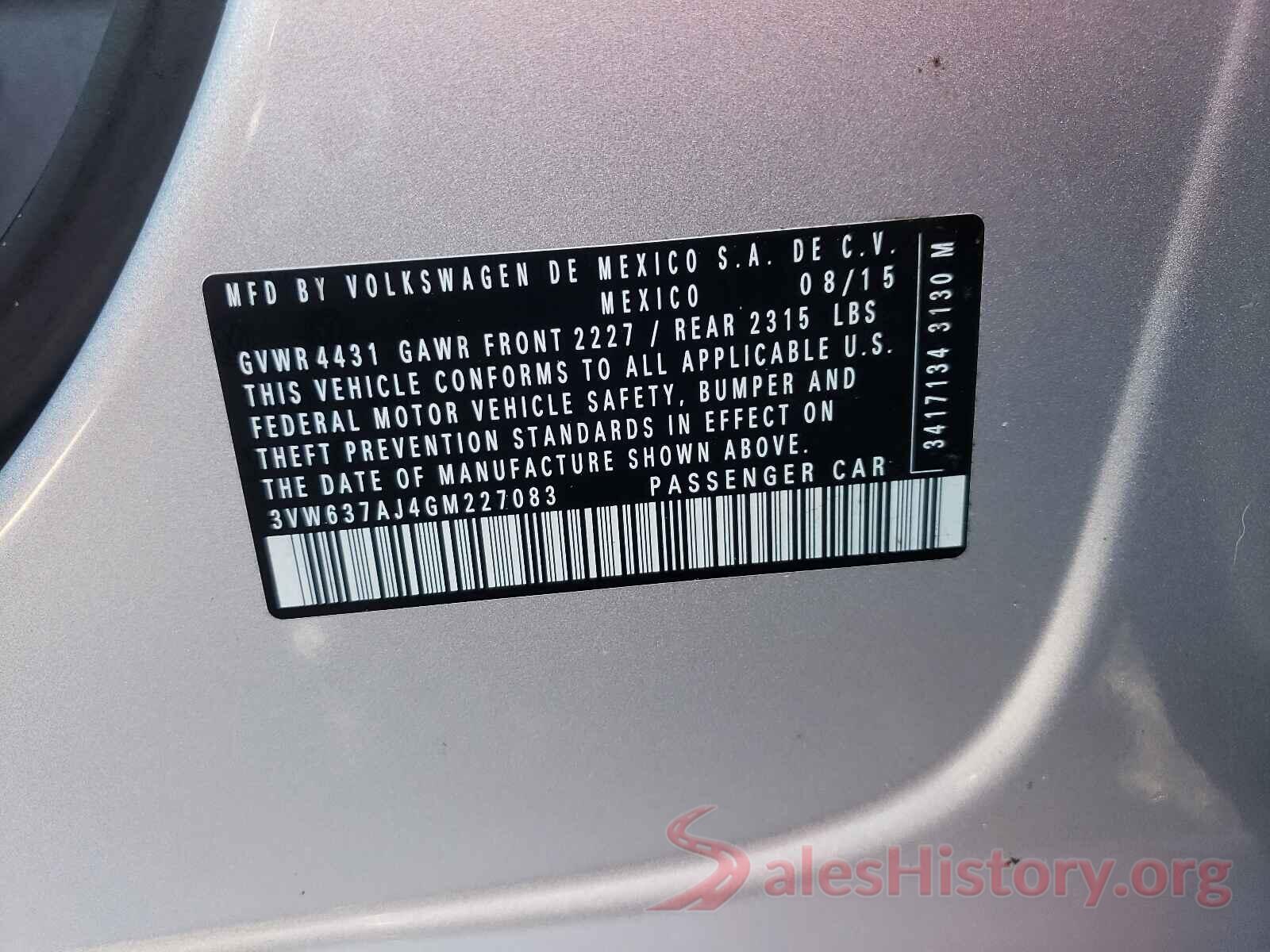 3VW637AJ4GM227083 2016 VOLKSWAGEN JETTA