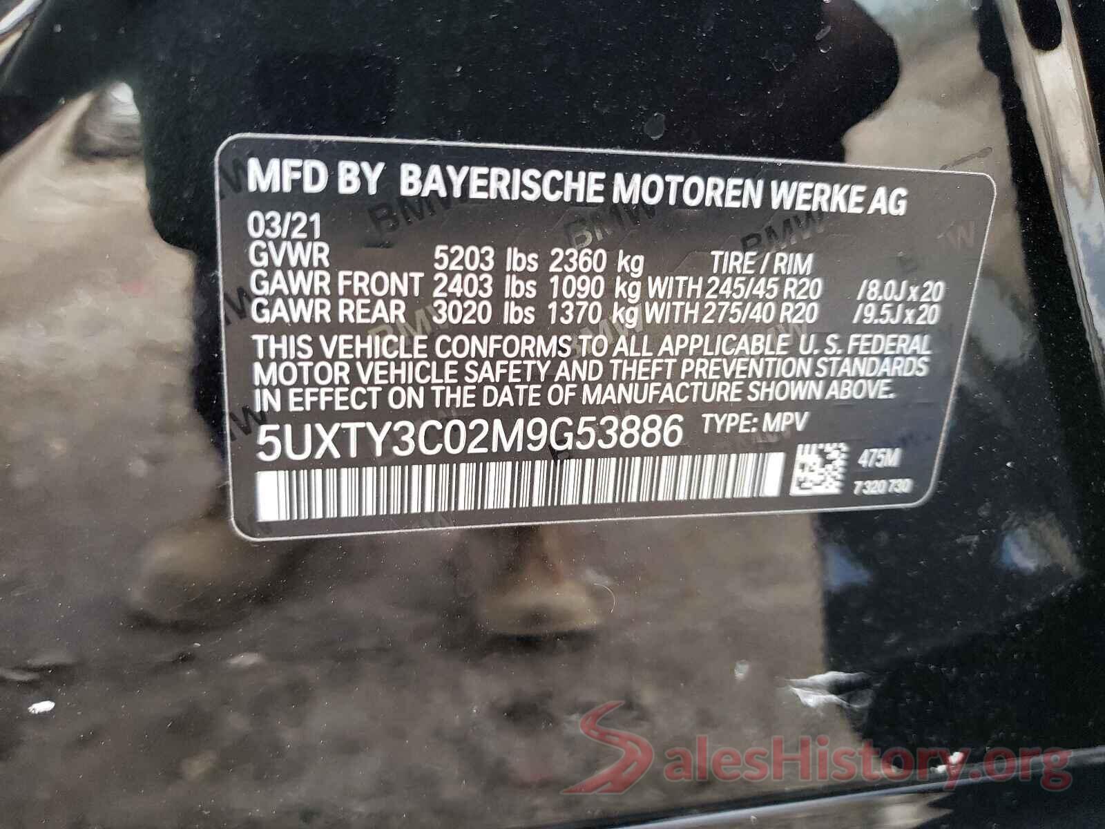 5UXTY3C02M9G53886 2021 BMW X3