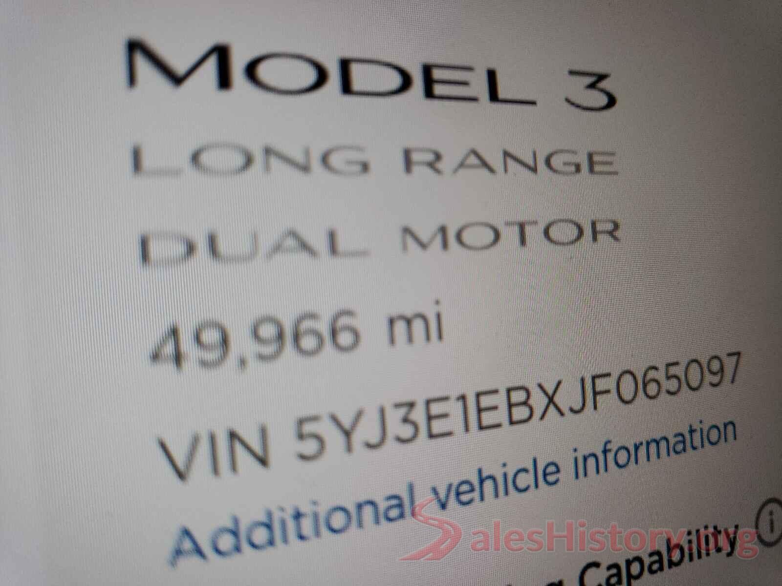 5YJ3E1EBXJF065097 2018 TESLA MODEL 3