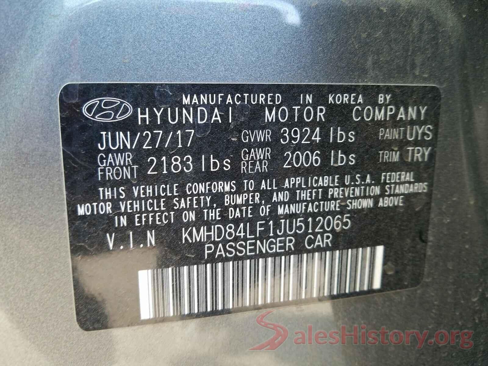 KMHD84LF1JU512065 2018 HYUNDAI ELANTRA