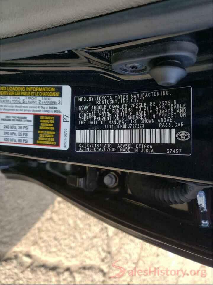 4T1BF1FK0HU727273 2017 TOYOTA CAMRY