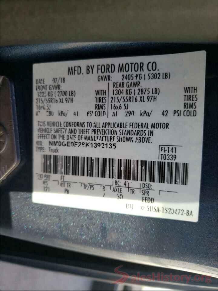 NM0GE9F28K1392135 2019 FORD TRANSIT CO