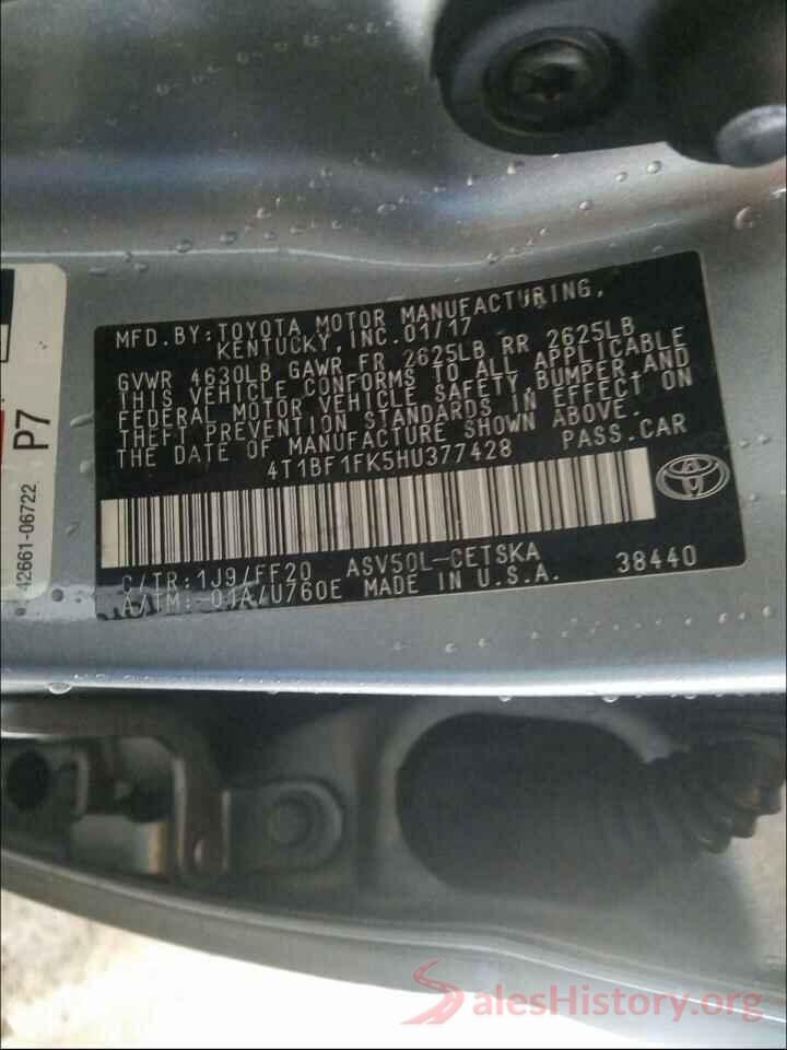 4T1BF1FK5HU377428 2017 TOYOTA CAMRY