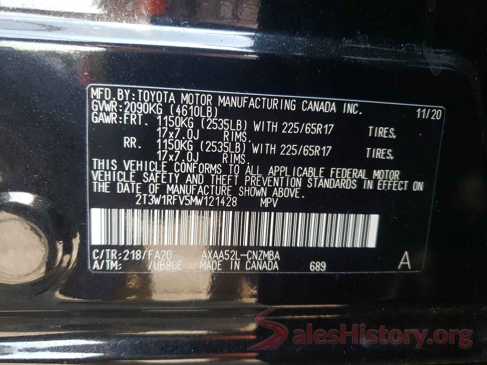 2T3W1RFV5MW121428 2021 TOYOTA RAV4