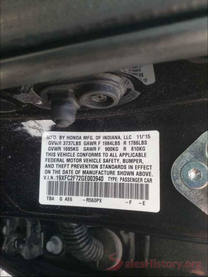 19XFC2F72GE003940 2016 HONDA CIVIC