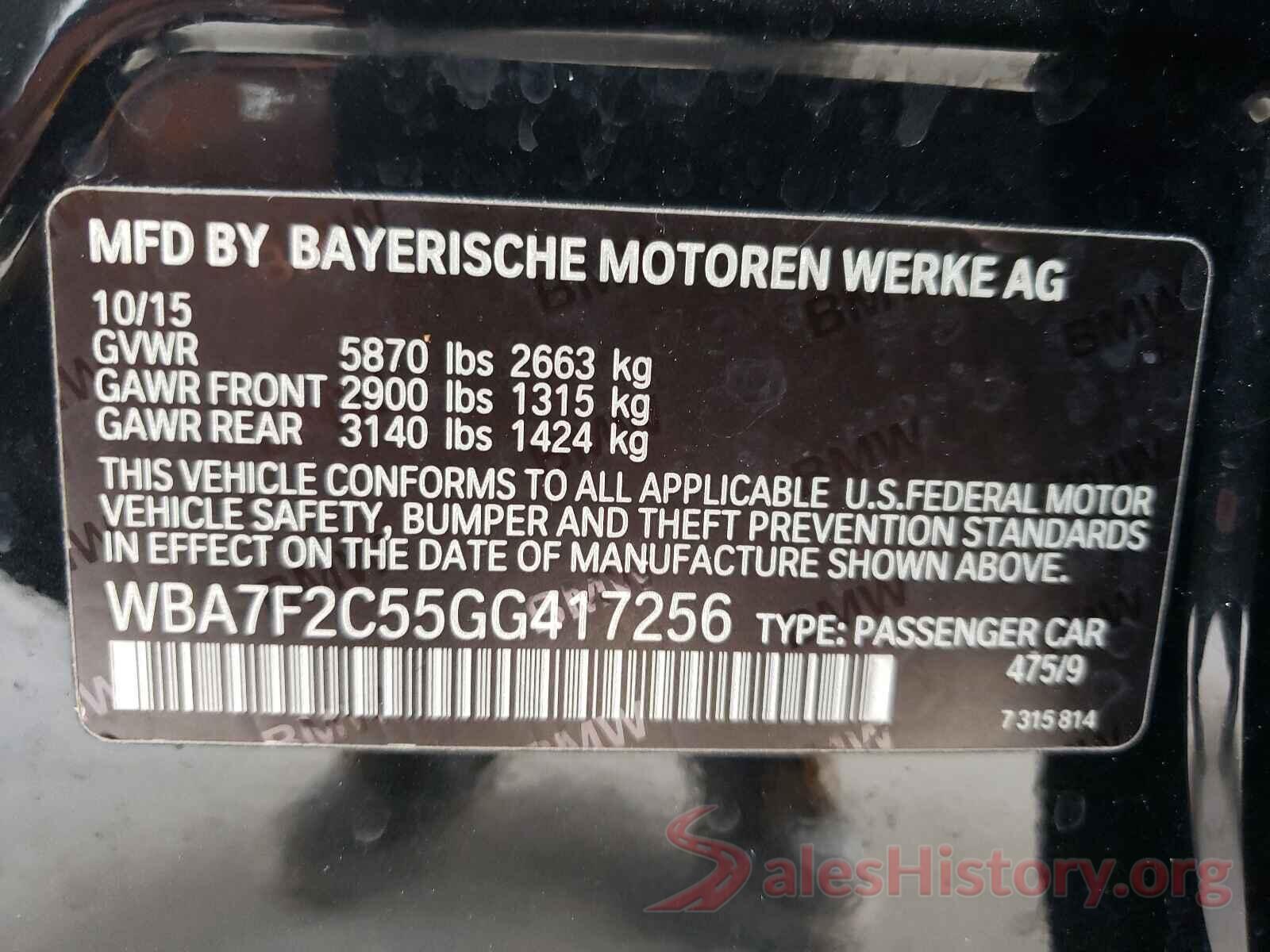 WBA7F2C55GG417256 2016 BMW 7 SERIES