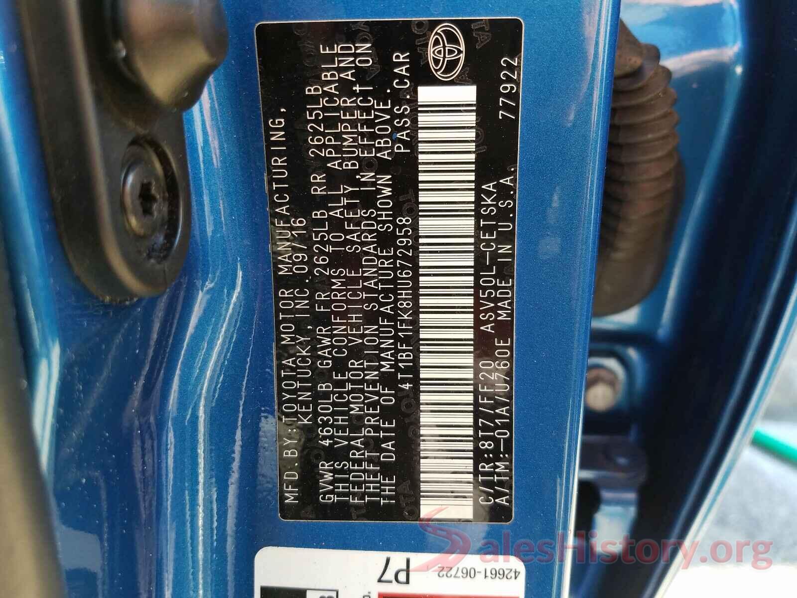 4T1BF1FK8HU672958 2017 TOYOTA CAMRY