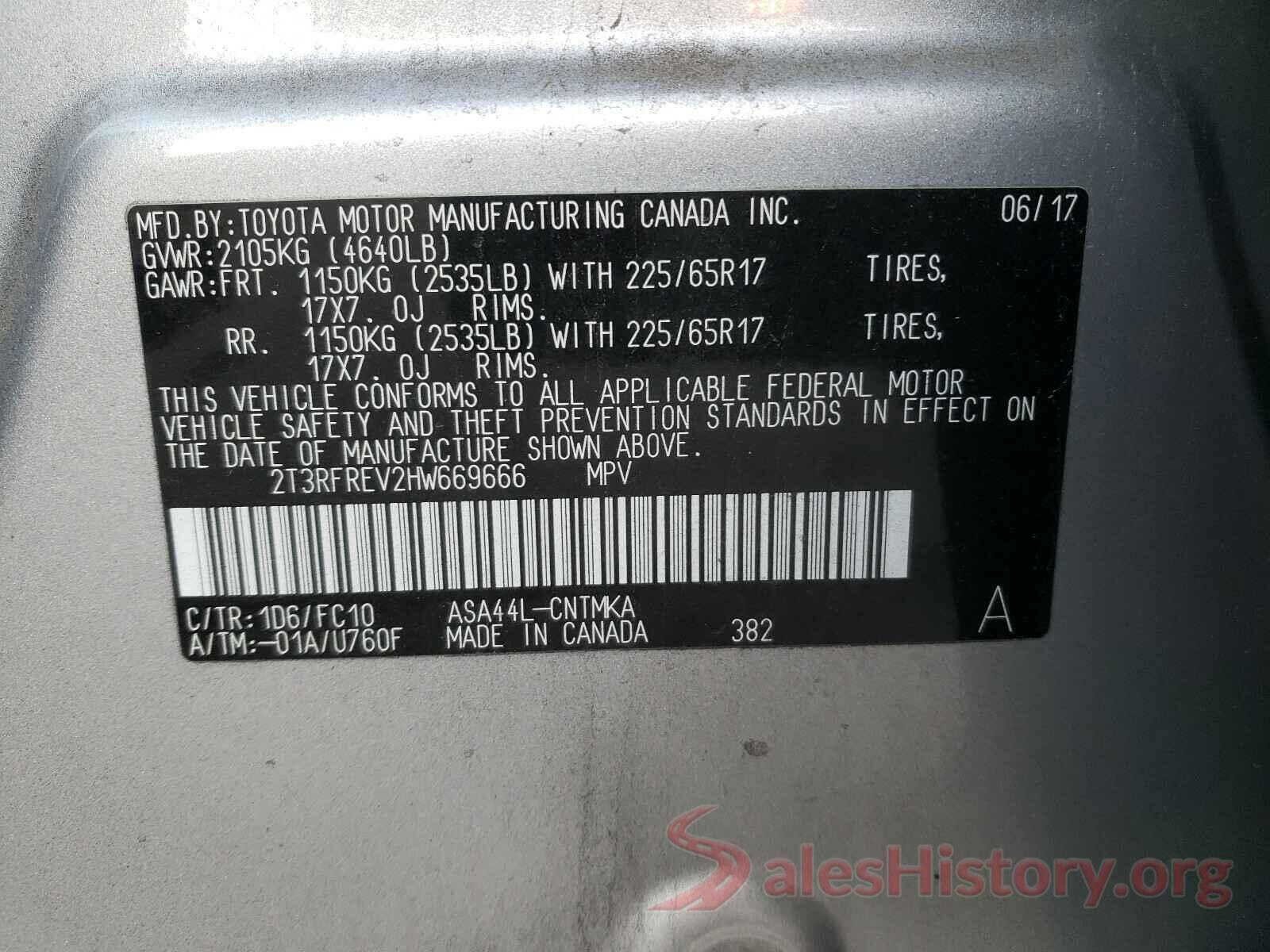 2T3RFREV2HW669666 2017 TOYOTA RAV4