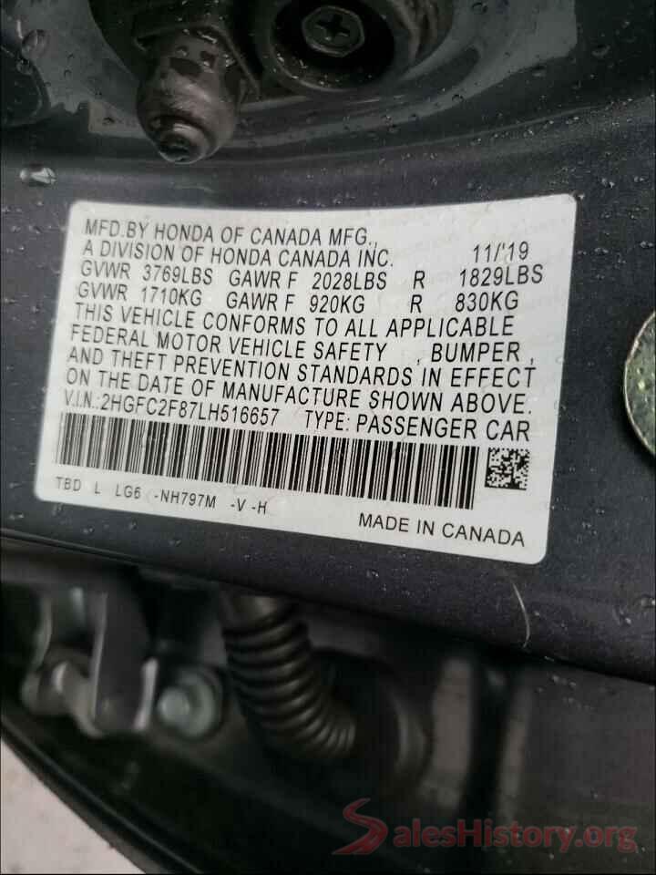 2HGFC2F87LH516657 2020 HONDA CIVIC