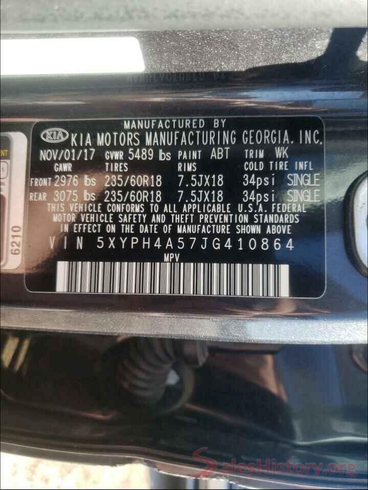 5XYPH4A57JG410864 2018 KIA SORENTO