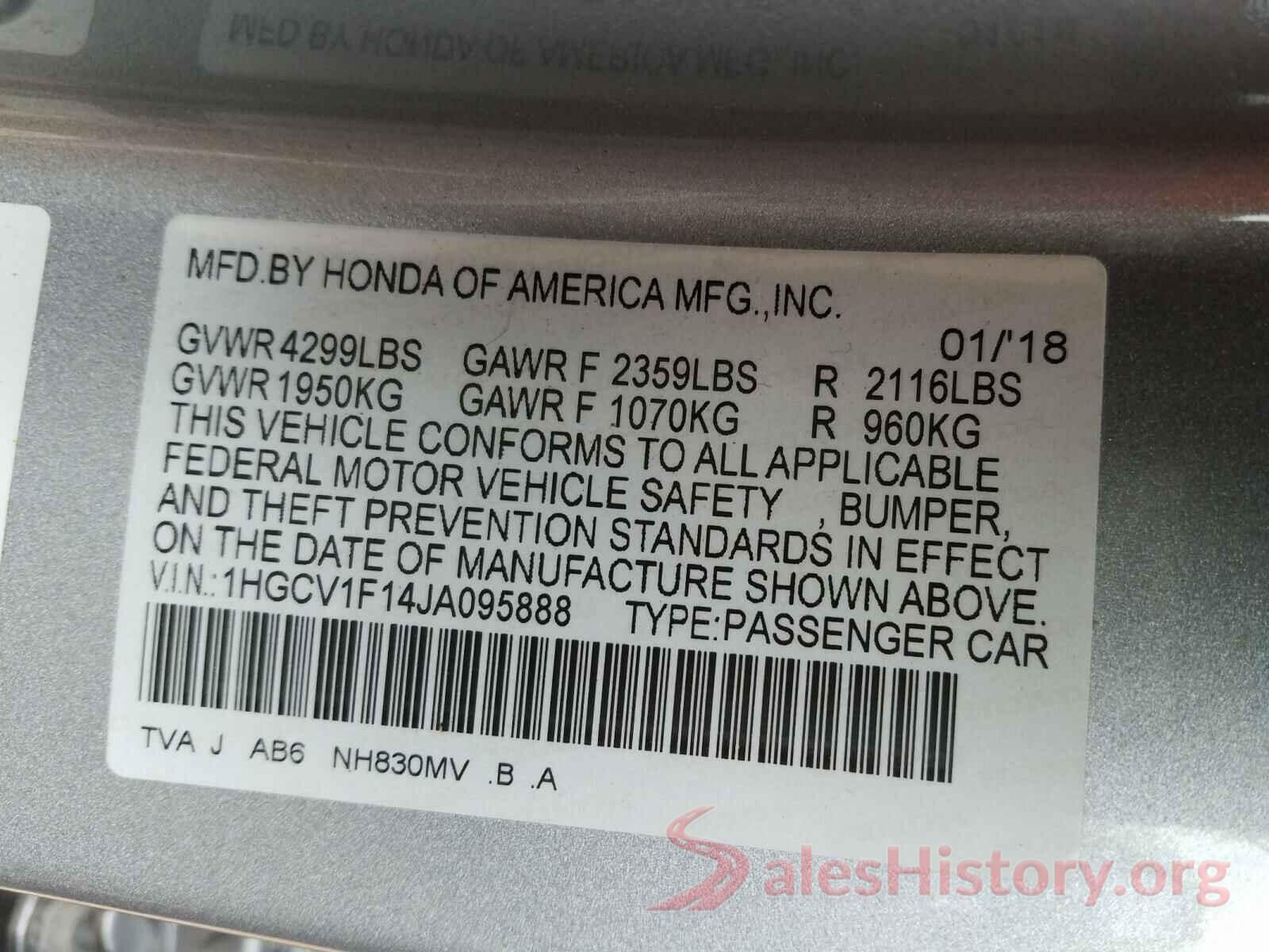 1HGCV1F14JA095888 2018 HONDA ACCORD