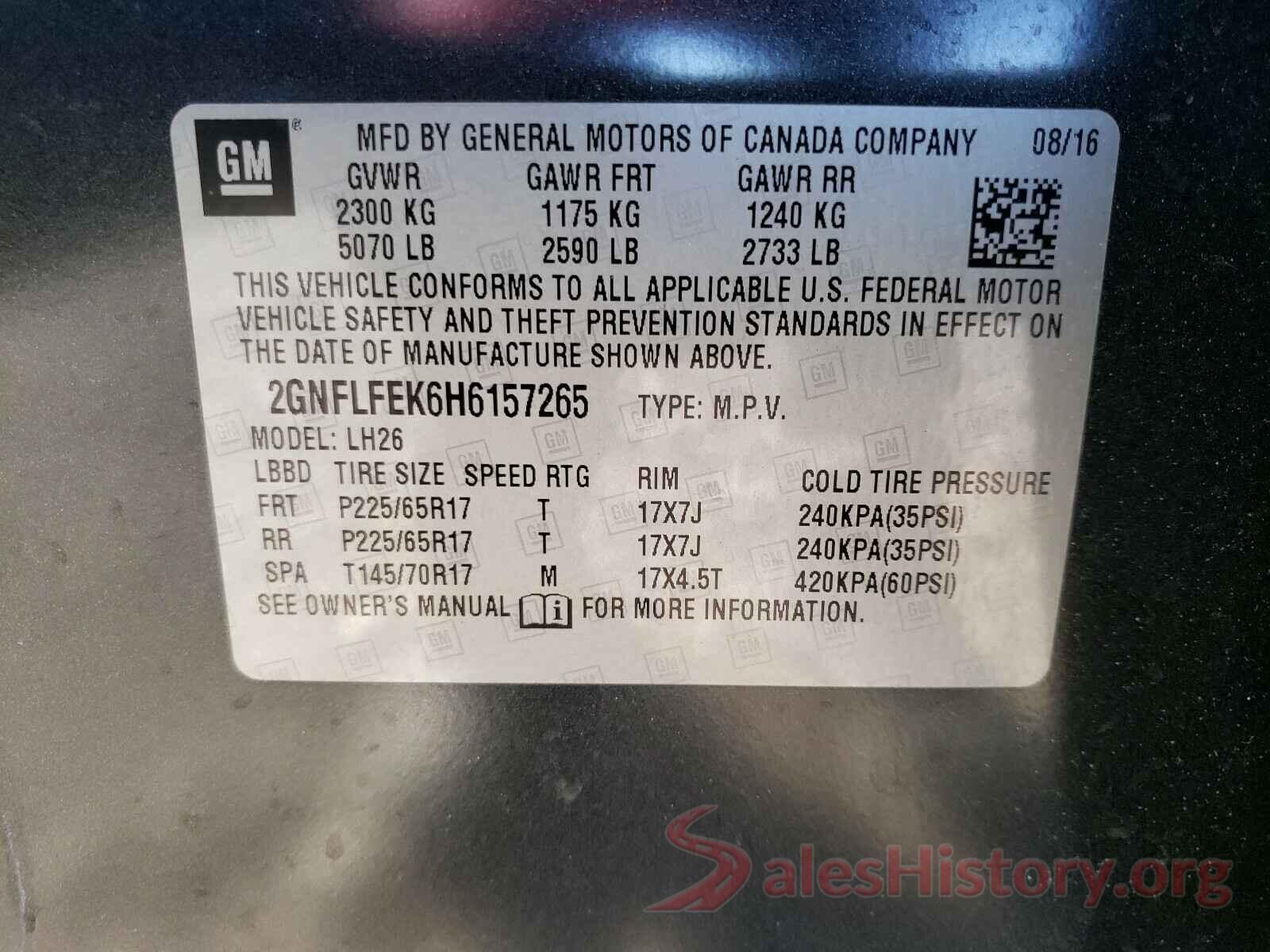 2GNFLFEK6H6157265 2017 CHEVROLET EQUINOX