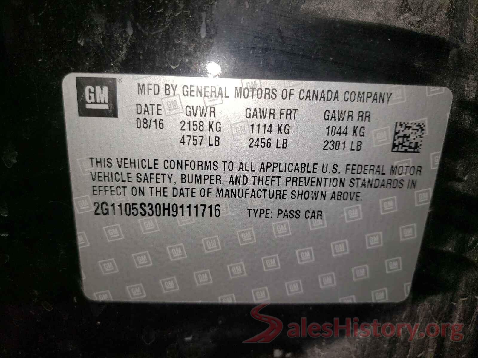 2G1105S30H9111716 2017 CHEVROLET IMPALA