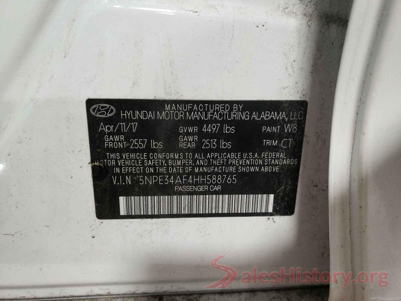 5NPE34AF4HH588765 2017 HYUNDAI SONATA