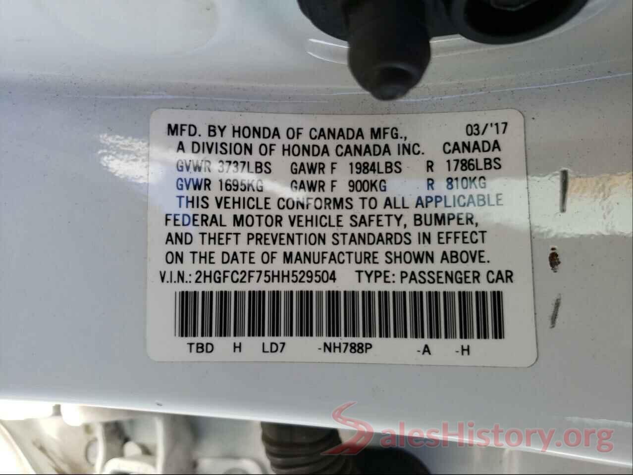 2HGFC2F75HH529504 2017 HONDA CIVIC