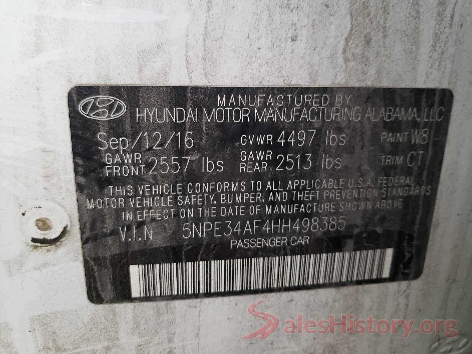 5NPE34AF4HH498385 2017 HYUNDAI SONATA