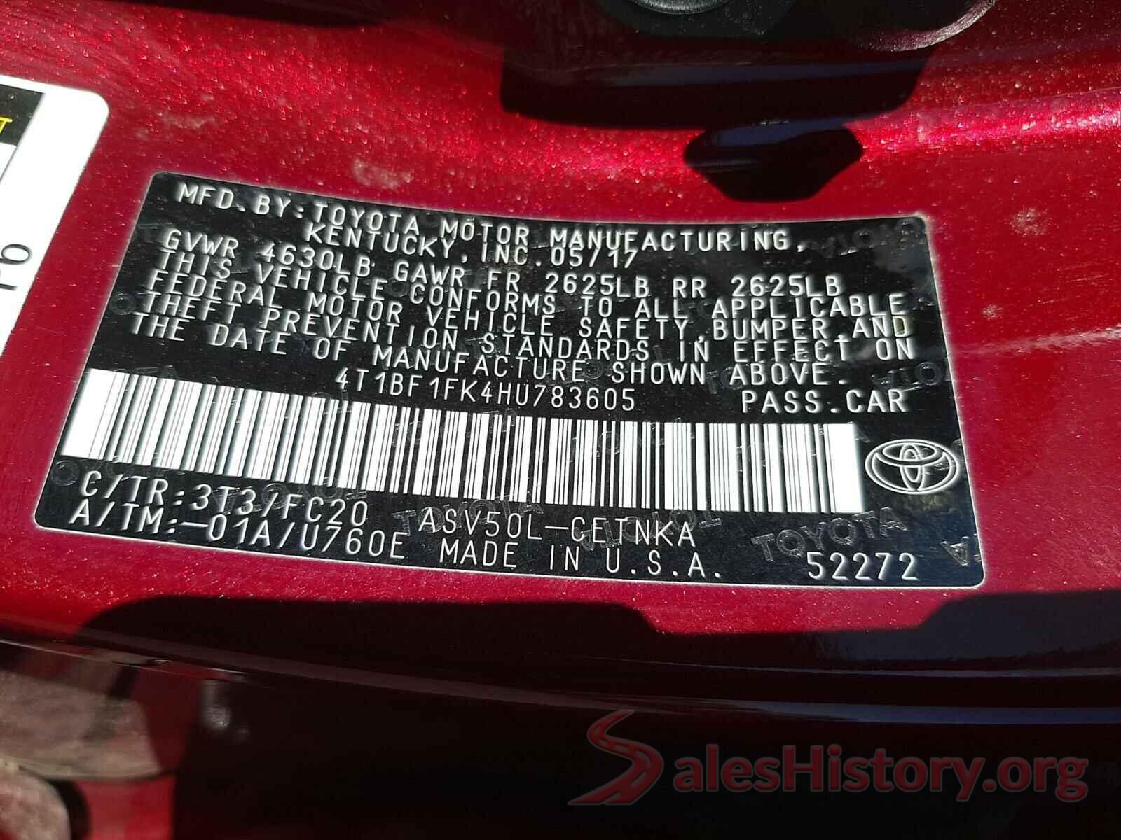 4T1BF1FK4HU783605 2017 TOYOTA CAMRY