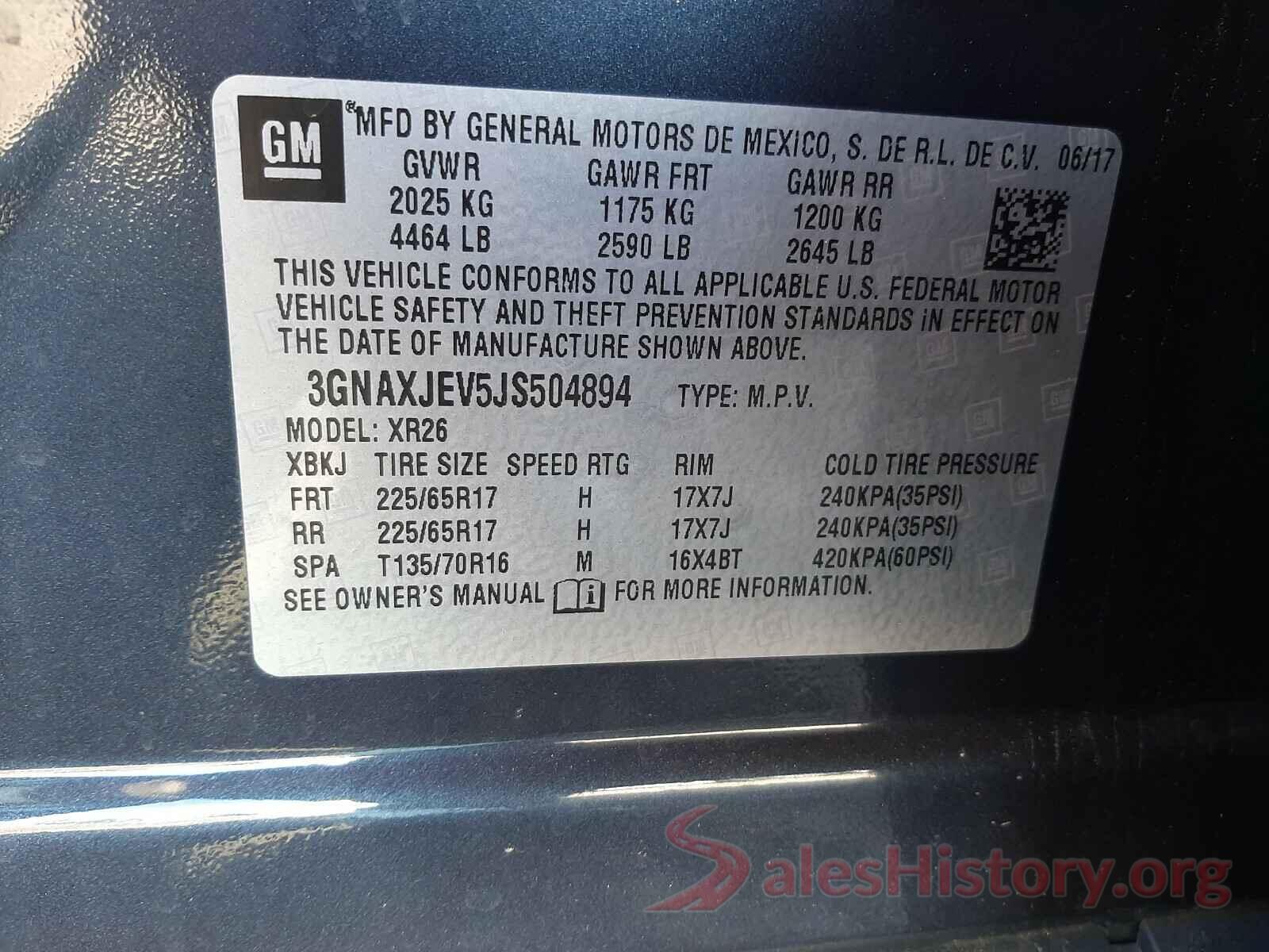 3GNAXJEV5JS504894 2018 CHEVROLET EQUINOX