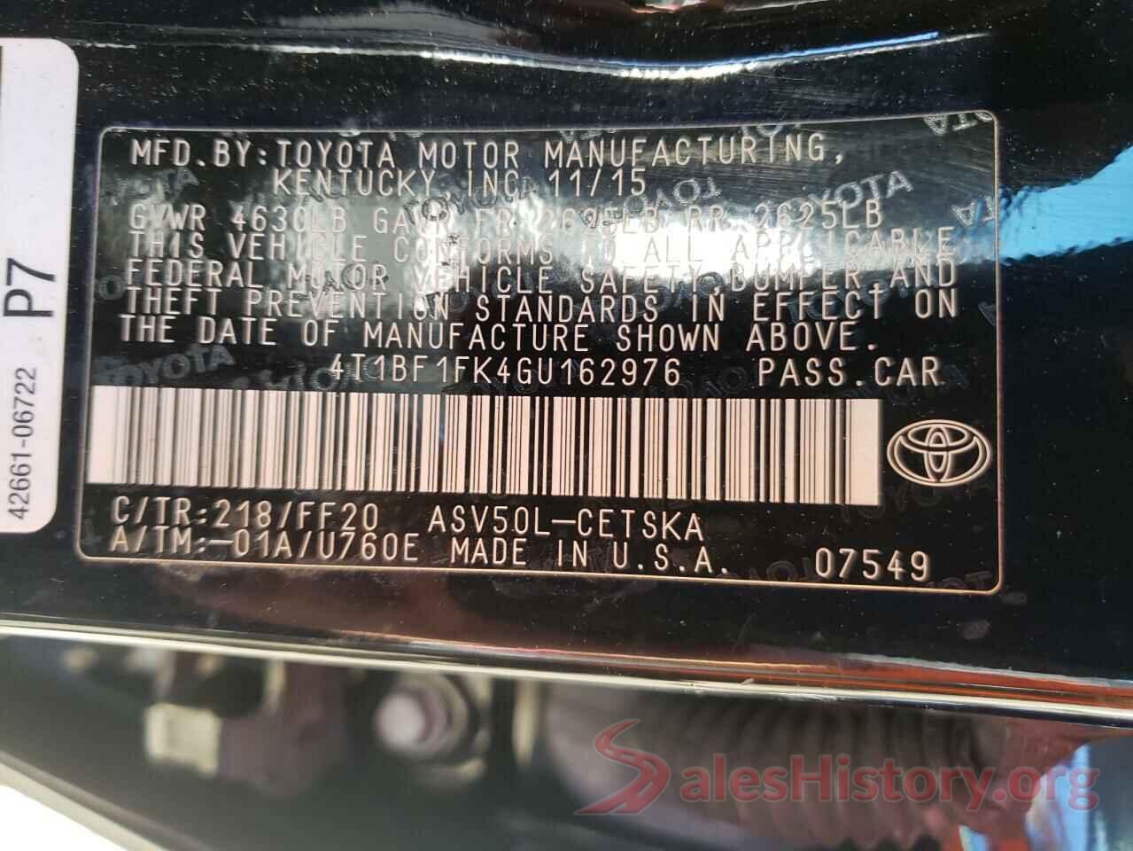 4T1BF1FK4GU162976 2016 TOYOTA CAMRY