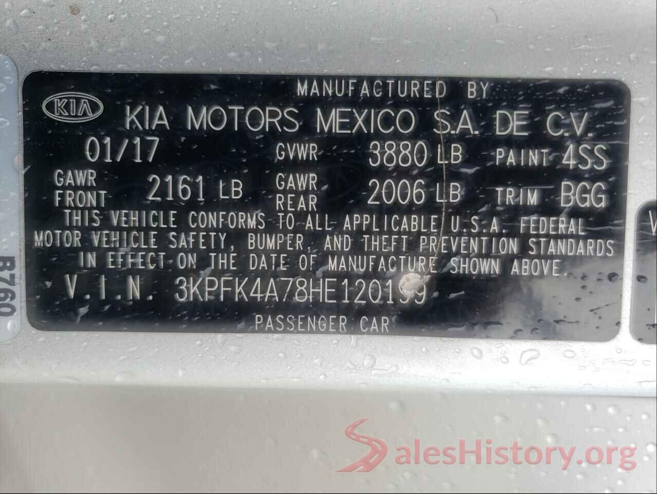 3KPFK4A78HE120199 2017 KIA FORTE