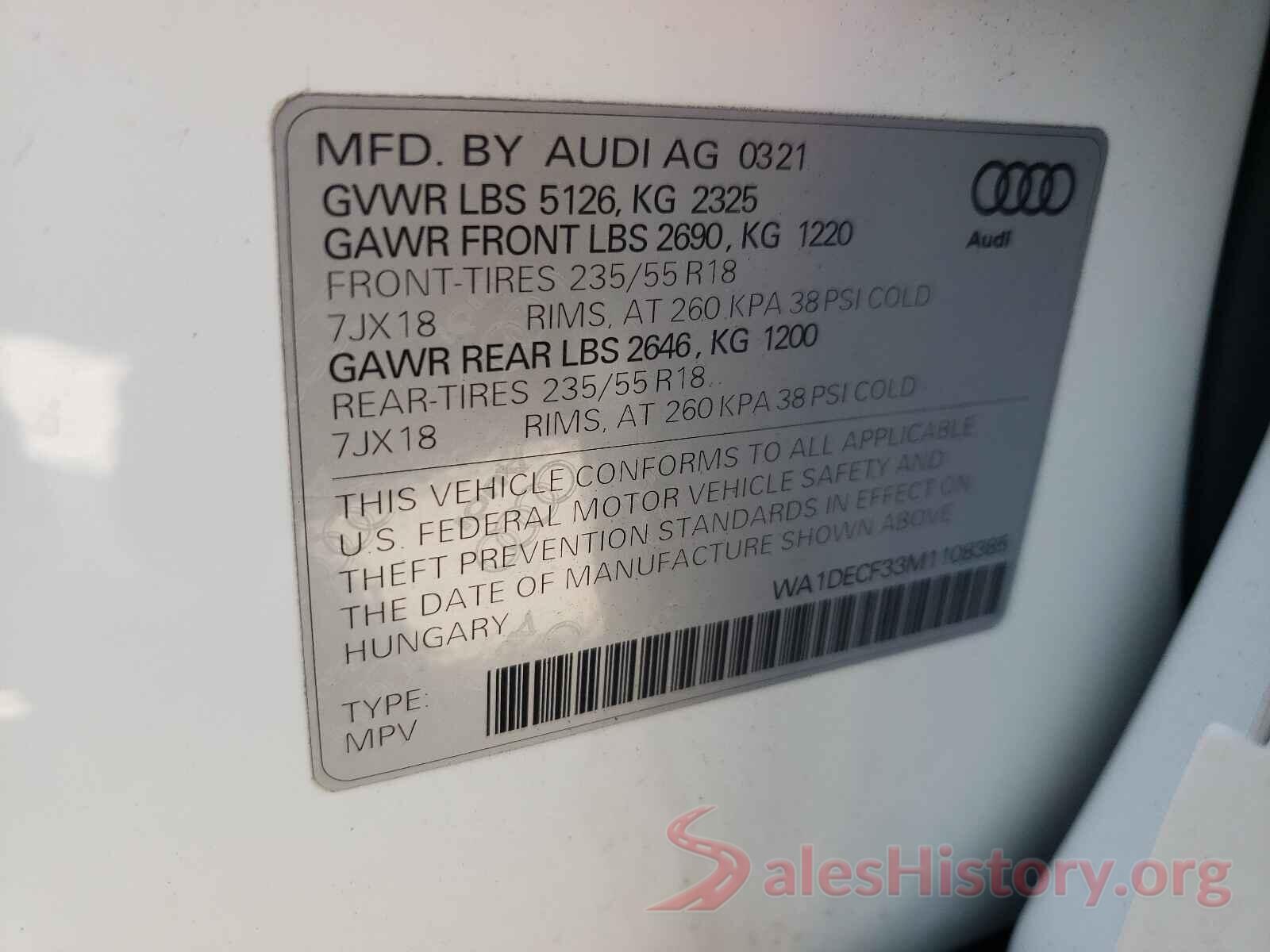 WA1DECF33M1108385 2021 AUDI Q3