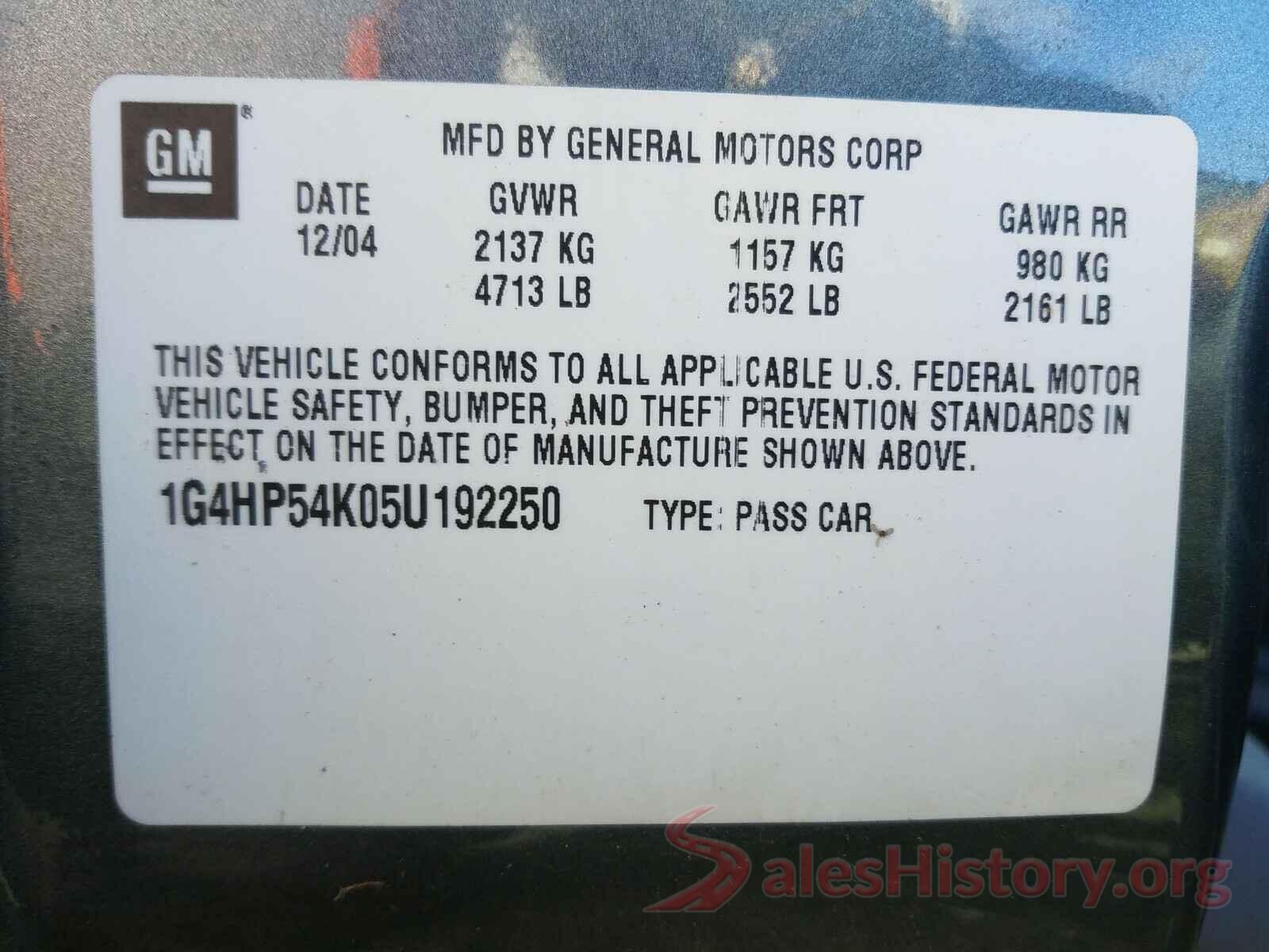 1G4HP54K05U192250 2005 BUICK LESABRE