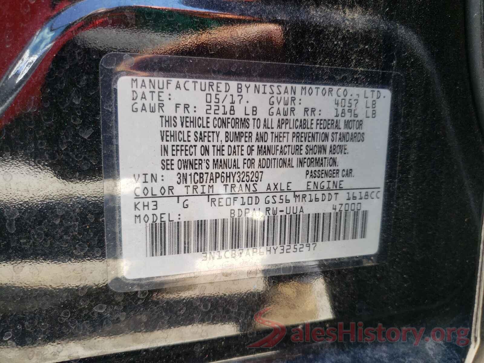 3N1CB7AP6HY325297 2017 NISSAN SENTRA