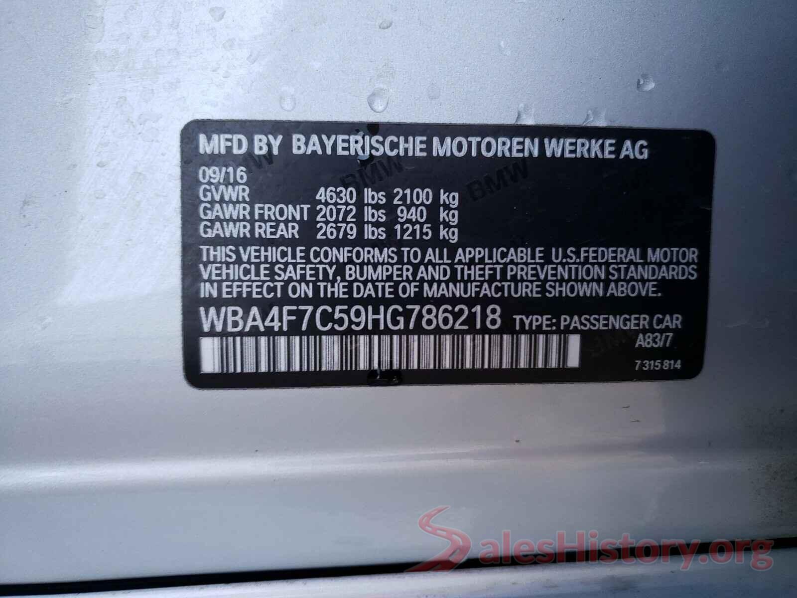 WBA4F7C59HG786218 2017 BMW 4 SERIES