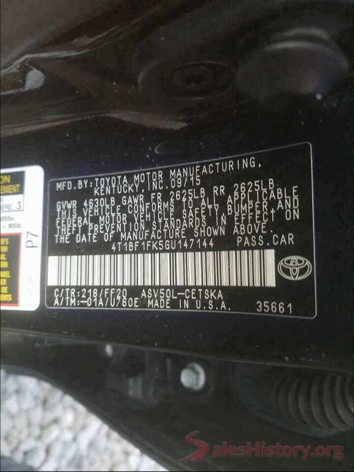 4T1BF1FK5GU147144 2016 TOYOTA CAMRY